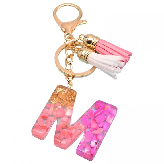 DESIGNICE Key Chain Translucent Alphabet Pendant Shell Decor Letter Initial Pendant Keychain with Tassels for Women Initial Keychain
