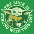 thumbnail image 2 of Junior's Star Wars: The Mandalorian St. Patrick's Day Grogu Luck is Strong with this One Distressed Graphic Tee Kelly Green Medium, 2 of 3