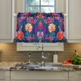 thumbnail image 2 of Yayeee Kitchen Curtains Light Filtering 27"x24" Rod Pocket Short Cafe Window Panel, Blooming Flowers Pattern, 2 of 7