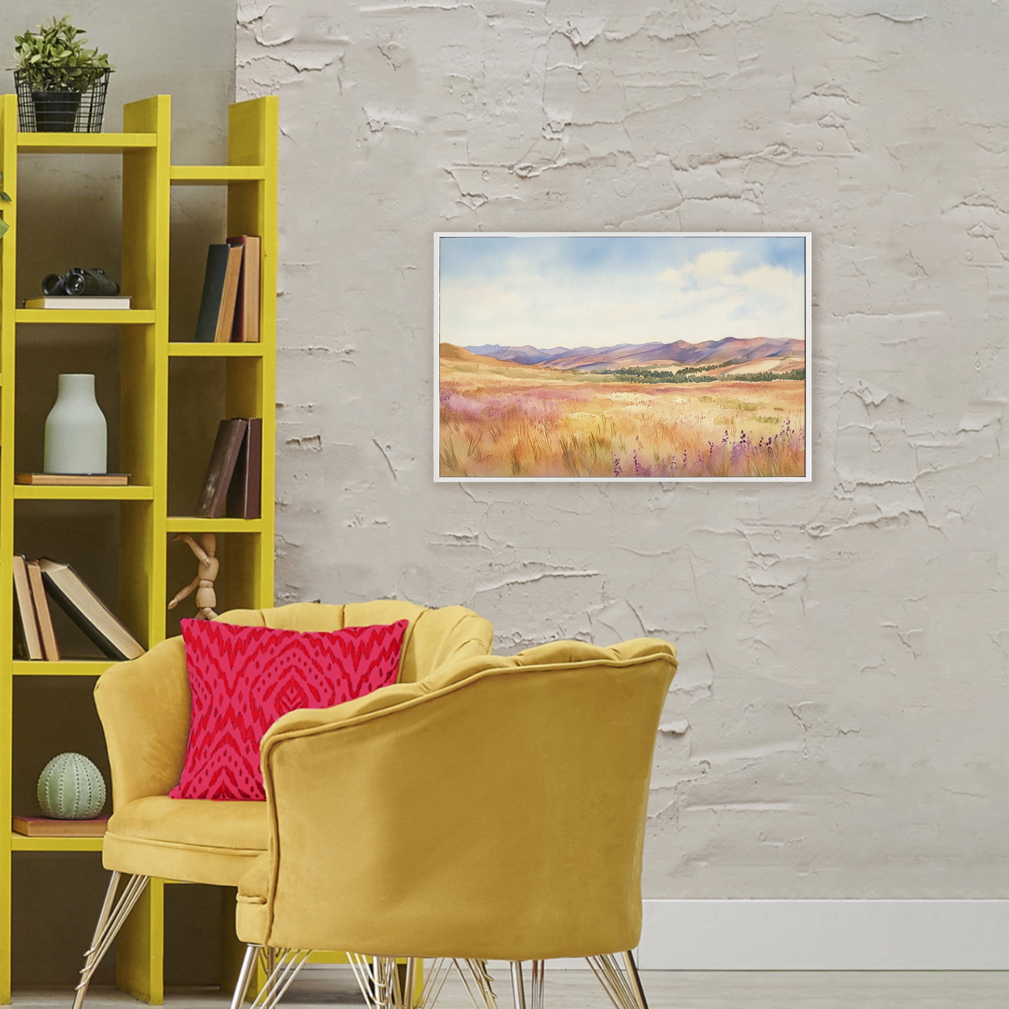 Stupell Industries Pastel Valley Panorama White Framed Giclee Art, design by Petal Prints Design