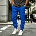 thumbnail image 2 of Eygvbb Men's Cargo Jogger Pants with Pockets Elastic Drawstring Waist Tapered Cuffed Sweatpants for Sports Outdoor Daily Wear, 2 of 9