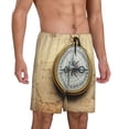 thumbnail image 2 of Fotbe Magnetic Old Compass On World Map Pantalones Cortos de Pijama para Hombre, Ropa de Dormir, Pantalones de Pijama Cortos para Hombre-4X-Large, 2 of 6