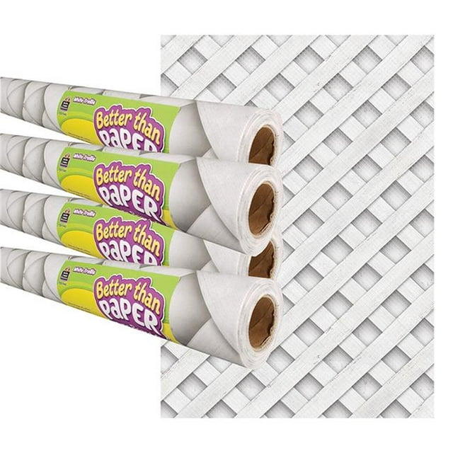 Teacher Created Resources TCR32436 Rouleau de Tableau d'Affichage Treillis Mieux Que le Papier, Blanc - Lot de 4