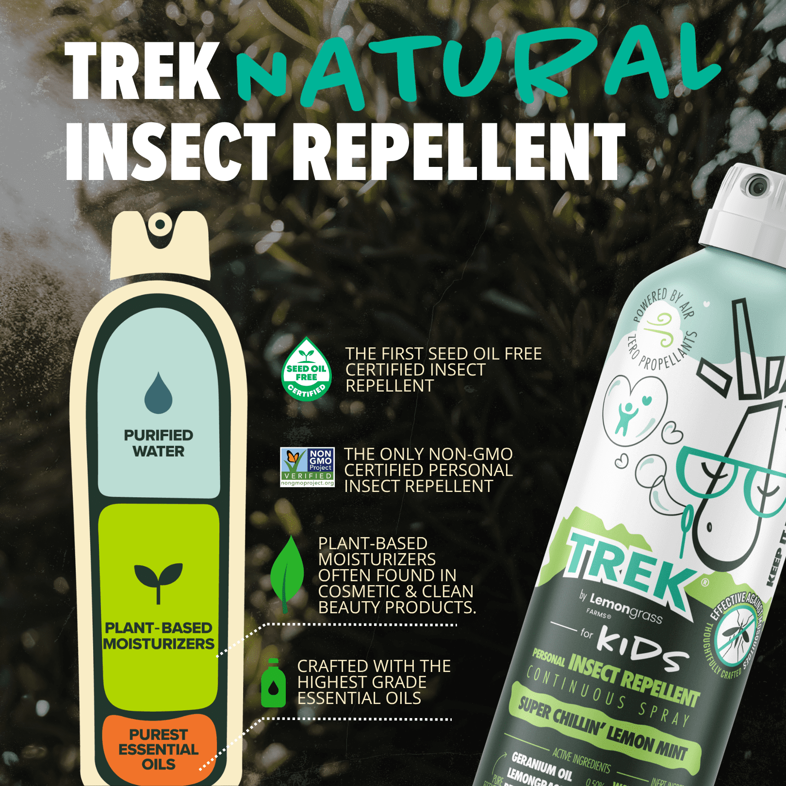Lemongrass Farms Trek for Kids All Natural Insect Repellent, Continuous Spray, 8 oz