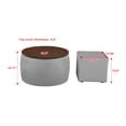 thumbnail image 3 of Round Coffee Table with Square Ottoman, 2-in-1 Combination Ottoman Set with Inner Storage Space and Removable Wood Cap, Modern Sofa Table with Footstool Chair for Living Room, Gray, 3 of 5