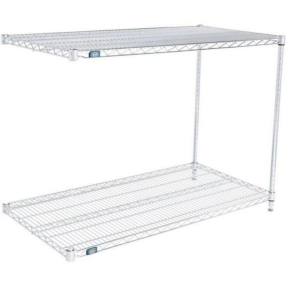 Global Industrial A30483C2 Nexel 2 Shelf Chrome Wire Shelving Unit Add On, Chrome - 48 x 30 x 34 in.