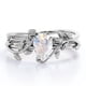 thumbnail image 1 of JeenMata Anillo Nupcial de Piedra Lunar Azul con Diseño de Hoja en Forma de Lágrima de 1 Quilate con Engaste en Garra en Baño de Oro Blanco de 18 K sobre Plata, 1 of 6