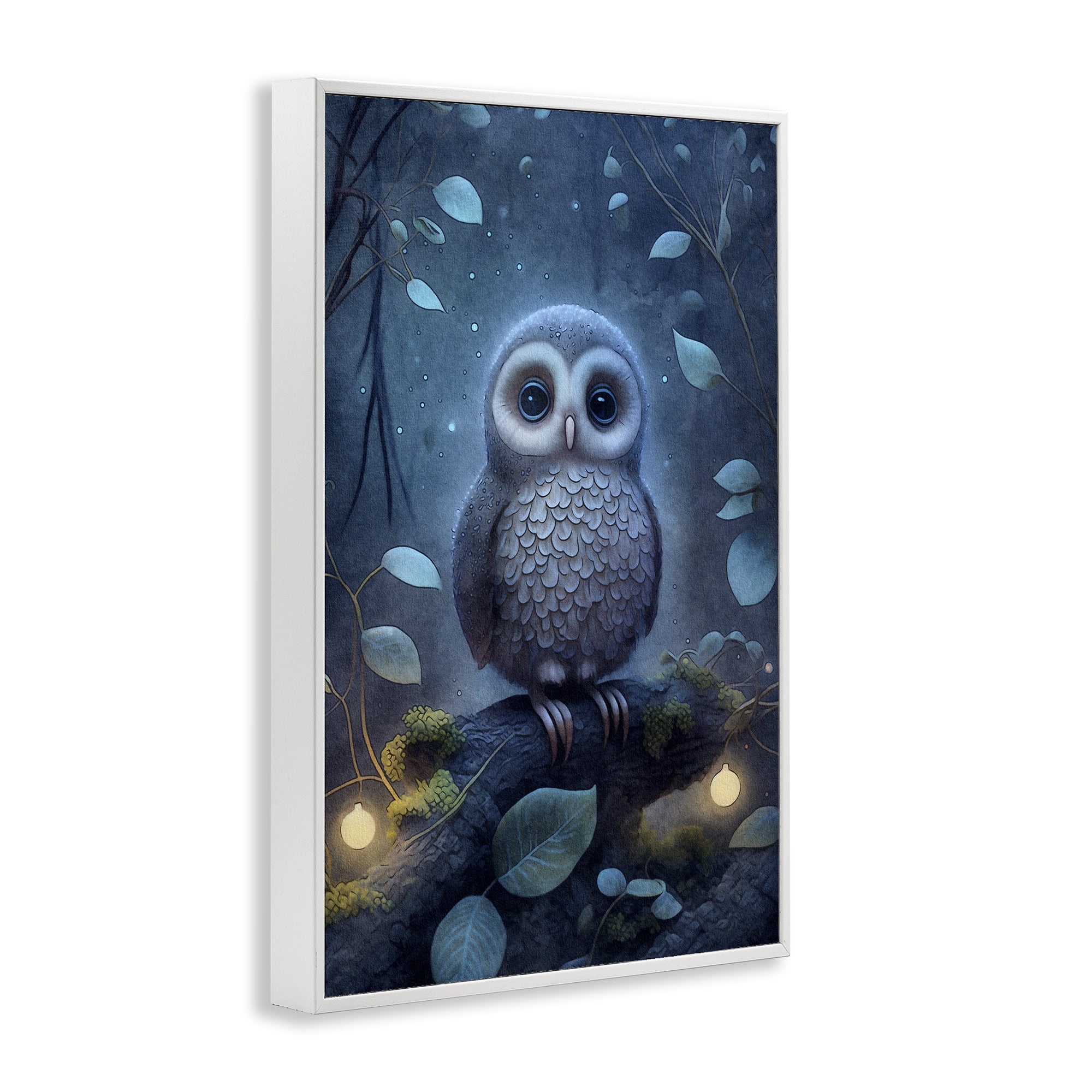 Stupell Industries Mystic Owl in Nature Landscape Painting White Framed Art Print Wall Art, 20 x 30