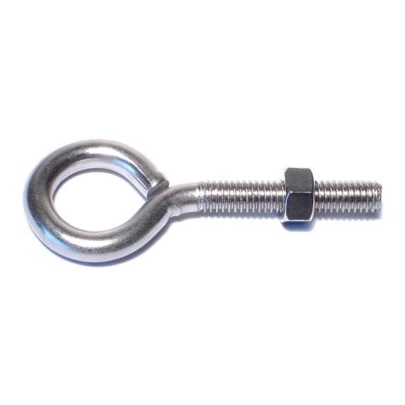 5/16"-18 x 3-1/4" 18-8 Stainless Eye Bolts with Nuts SEBSS-124 (10 pcs.)