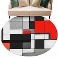 thumbnail image 2 of 6ft Washable Round Rug, Abstract Non-Slip Circle Area Rug for Living Room Bedroom, Medieval Red Black Geometrical Indoor Floor Mat for Home Decor, 2 of 9