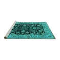 thumbnail image 2 of Ahgly Company Machine Washable Indoor Square Oriental Turquoise Blue Industrial Area Rugs, 7' Square, 2 of 4