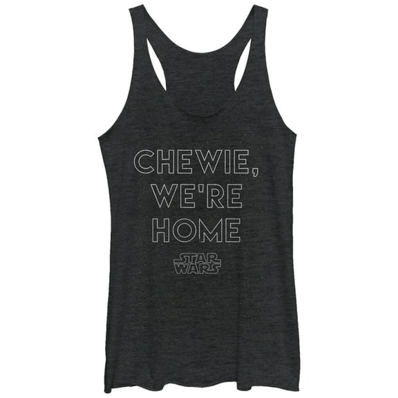 Women's Star Wars The Force Awakens Chewie We're Home Racerback Tank Top Black Heather Small