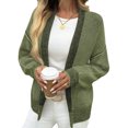 thumbnail image 2 of Long Sleeved Open Front Women Casual Knit Waffle Cardigan Coat, 2 of 6