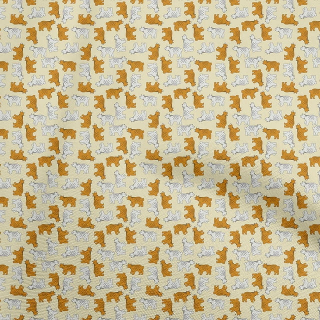 oneOone Silk Tabby Light Yellow Fabric Animal Sewing Material Print Fabric By The Yard 42 Inch Wide
