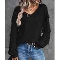 thumbnail image 2 of Tops de manga larga con cuello en V para mujer, Tops de manga larga con cuello en V para mujer Tops de manga larga para mujer Tops de mujer de alta capacidad, 2 of 6