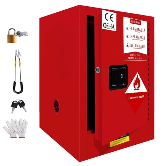 14 Gallon Flammable Storage Cabinet, Industrial Chemical Safety Cabinet with Adjustable Shelf for Industrial Workshops, Warehouses, Garages & Home Labs