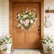 thumbnail image 5 of CaiYueKe Artificial Heart Shaped Flower Wreath Wall Decor Hanging Door Decoration Spring Easter Home Decor Floral Arrangement Faux Plants Greenery Rustic Farmhouse Wedding Party Decorative Gift, 5 of 6