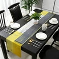 thumbnail image 4 of Grey and Yellow Cotton Linen Table Runner Rectangle Plate Mat Outdoor Rug Runner for Coffee Dining Banquet Home Decor, Street Art Modern Grunge Abstract Design Squares Theme, 13 x 70 inch, 4 of 8