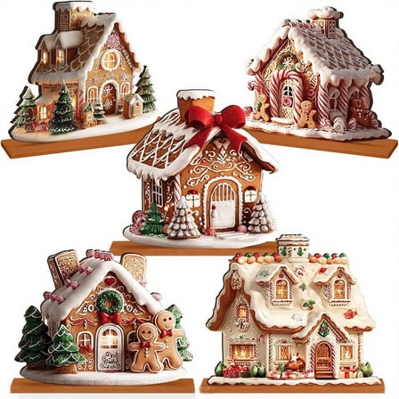 Gingerbreads House Christmas Tabletop Decorations Village Gingerbreads Decors Christmas Collectible Figurines Gift