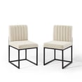 thumbnail image 2 of Modway Carriage Dining Chair Upholstered Fabric Set of 2 in Black Beige, 2 of 8