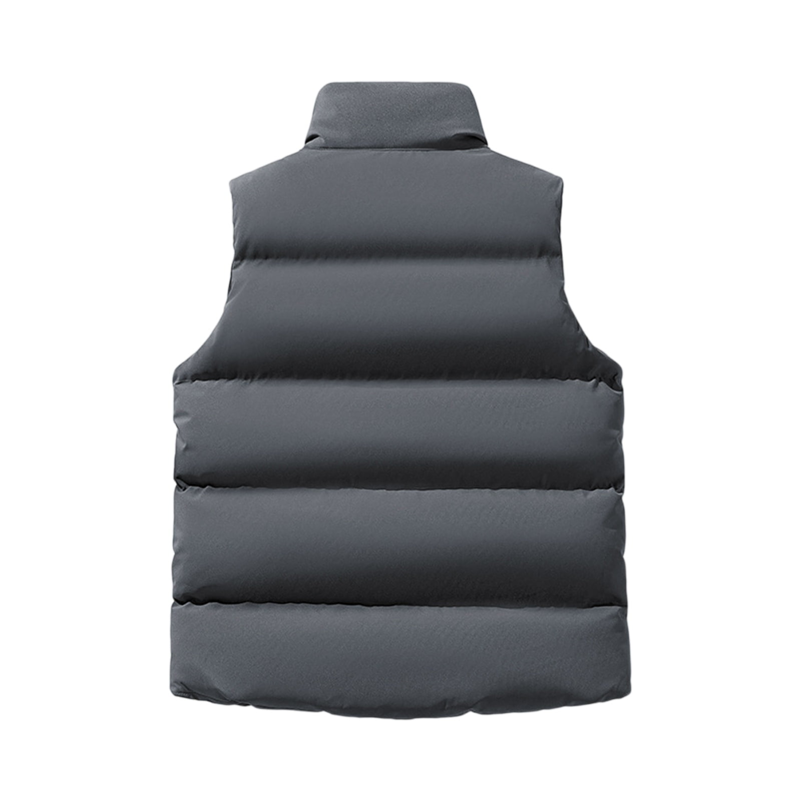 Men's Vest Lined Puffer Vest Sleeveless Zipper Down Vest Quilted Waterproof Windproof Jacket Stand Collar Winter Padded Casual Outerwear for Work Travel Outdoor,Gray 2XL