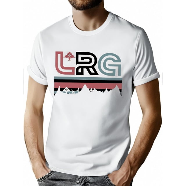 LRG patterned printed men's comfortable micro-stretch T-shirt, patterned T-shirt men's summer clothing, sports fitness men's casual wear