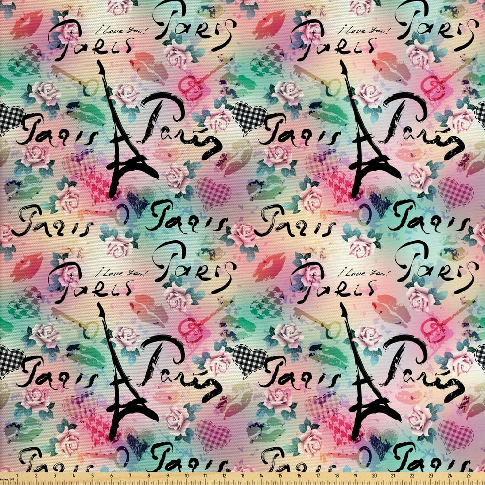 Paris Fabric by The Yard, Complex French Elements on Floral Rose