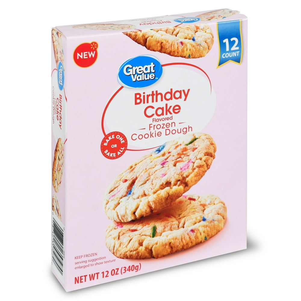 Great Value Birthday Cake Flavored Frozen Cookie Dough, 12