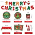 thumbnail image 3 of Christmas Disposable Dinnerware Set,Xmas Tableware Kit Includes MERRY CHRISTMAS Banner,Plates,Tablecloth,Napkins,Cups,Knives Forks Spoons for Christmas Party Decor Supplies Serves 24, 3 of 7