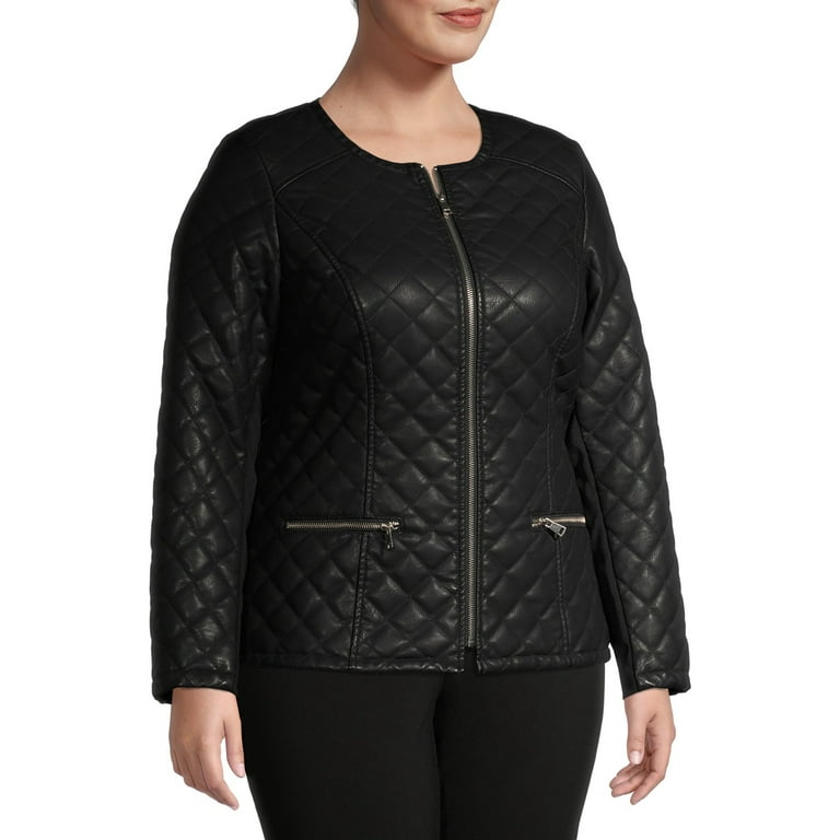 Plus size deals quilted leather jacket