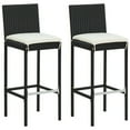 thumbnail image 1 of Nyra Outdoor Barstool Chair Set of 2, Cream Cushions Black Poly Rattan, 1 of 1