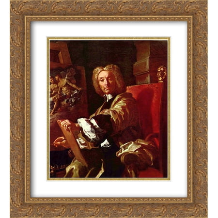 Francesco Solimena 2x Matted 20x22 Gold Ornate Framed Art Print 'Self-Portrait'