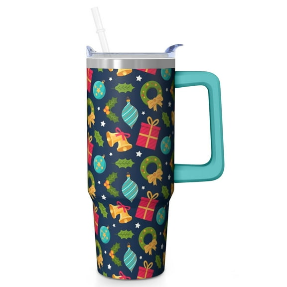 30oz Holiday Tumbler with Lid and Straw, Cute Santa Design Stainless Steel Insulated Cup Gifts for Women Men