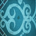 thumbnail image 1 of Ahgly Company Machine Washable Indoor Square Transitional Dark Cyan Green Area Rugs, 5' Square, 1 of 7