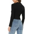 thumbnail image 3 of INSPIRE CHIC Crop Knit Shrug for Women's Zipper Up Bell Long Sleeve Collared Cardigan Black S, 3 of 5