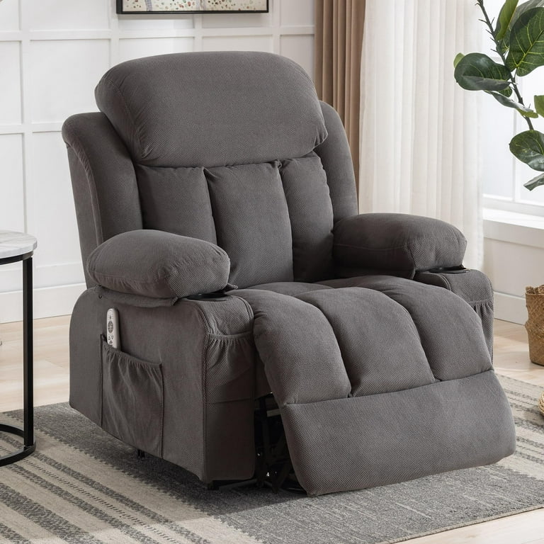 uHomePro Large Assist Power Lift Recliner with Massage Heat USB Ports and Cup Holders Gray Walmart