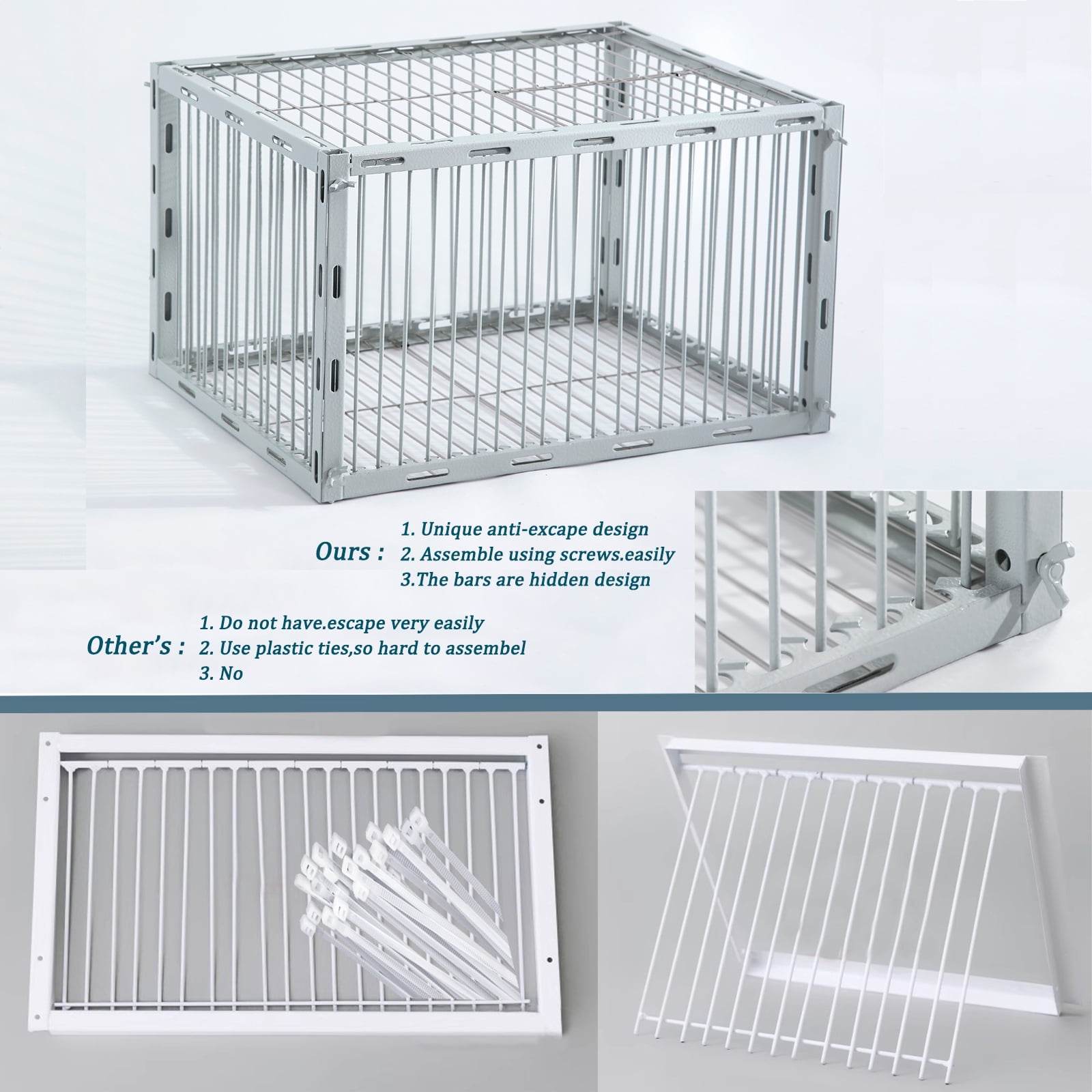Sorencut Pigeon Trap with Escape-Proof Design, Bird Trap Cage with One-Way Entry Portable Unharmful, Iron with Anti-Rust Paint, Off White
