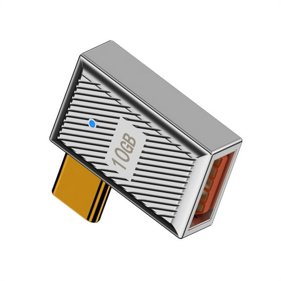 FVH USB-C USB 3.1 Type C Male to USB 3.0 A Female 10Gbps OTG Data 120W Power Left Right Angled Adapter Alloy Shell Mecha Cyberpunk Style