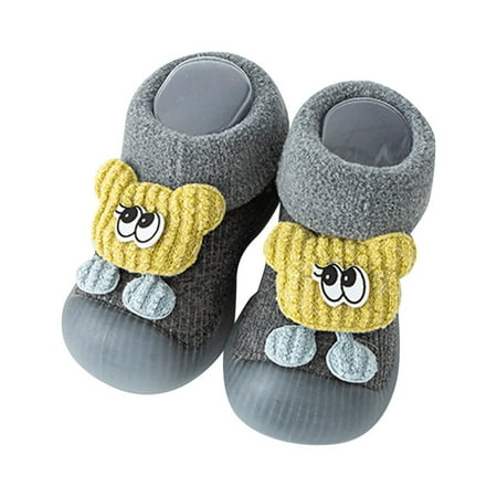 

nsendm Male Shoes 7c Boys Shoes Animal Cartoon Socks Shoes Toddler WarmThe Floor Socks Non Slip Prewalker Size 2 Shoes for Girls Grey 4.5