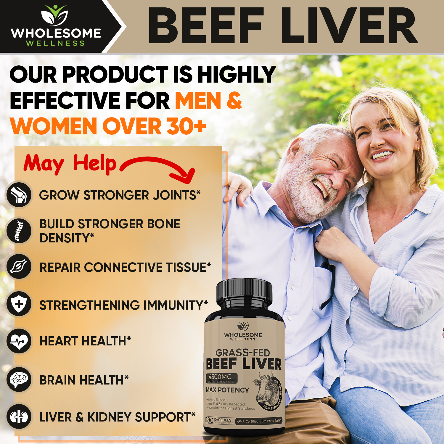 Beef Liver Capsules (180 Pills, 750mg Each)