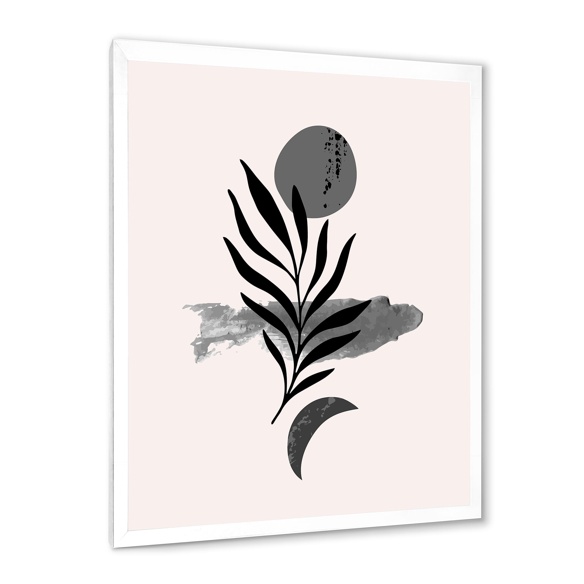 Designart 'Abstract Black Tropical Leaf II' Modern Framed Art Print