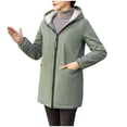 thumbnail image 2 of Jackets for Women Ndbuld Women's Coat Mid-length Quilted Jacket Ultra Lightweight Warm Foldable Hooded Women's Down Jacket on Clearnce,M-3XL,Green, 2 of 5