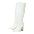 thumbnail image 5 of Hvyesh Knee High Boots for Women Gogo Boots 70s Boots,Leather Pointed Toe Chunky Knee High Wedge Dress Boots, Fashion Long Chunky Tall Gogo Boots for Fall, 5 of 5