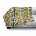 thumbnail image 2 of Exotic Soft Flannel Fleece Blanket, Pattern of Hibiscus Blossom Branches Hawaiian Summer Watercolor Jungle Luau Foliage, Cozy Plush for Indoor and Outdoor Use, 70" x 90", Multicolor, by Ambesonne, 2 of 5