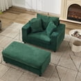 thumbnail image 3 of CQSXDA Versatile Upholstered Chaise Lounge Chair and Ottoman Combo With Pillows,  Sleeper Couch For Home Use, Green, 3 of 17