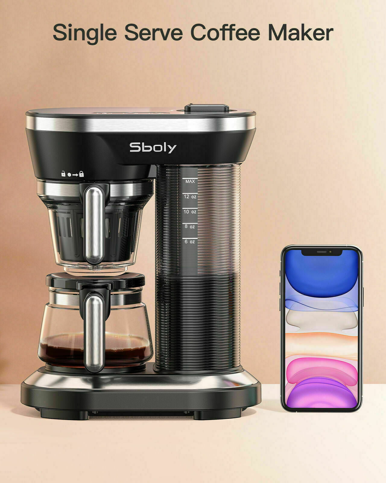 boly Single Serve Coffee Maker Machine, Grind and Brew 2 in 1 Coffee Maker  with 16oz Stainless Steel Travel Mug, Adjustable Tray, Dual Brewing Options
