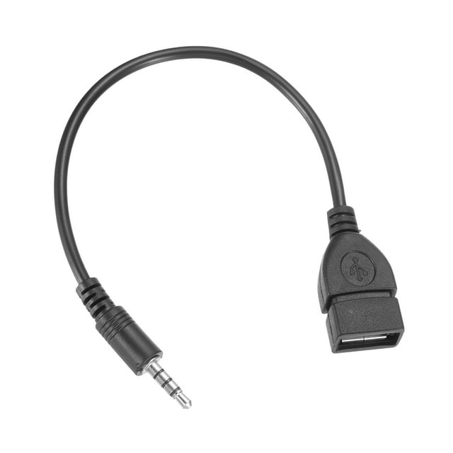 Uxcell Conector de audio auxiliar macho de 3.5 mm a USB 2.0 hembra Negro