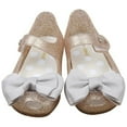thumbnail image 4 of USA 9 Girls Princess Mary Jane Cloth Bow Jelly Shoes Flats(Gold), 4 of 5