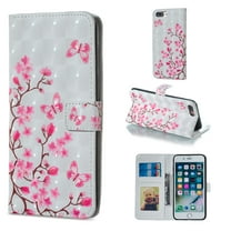 iPhone 7 Plus Case Wallet, iPhone 8 Plus Case, Allytech PU Leather Protective Cover & Credit Card Slots Pocket, Support Kickstand Slim Case for Apple iPhone 7 Plus 8 Plus (Flower Butterfly)