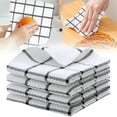 thumbnail image 2 of WEIWEIGG 4 Pack Cotton Dish Towels 12x12 Inch, Soft & Absorbent Black White Plaid Kitchen Cloths, Fast Drying Dish Rags for Washing Dishes, Multi-Purpose Cleaning Rags​​, 2 of 6